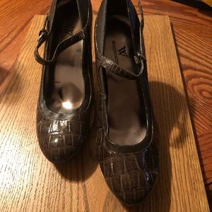 Faux Croc look Mary Janes.